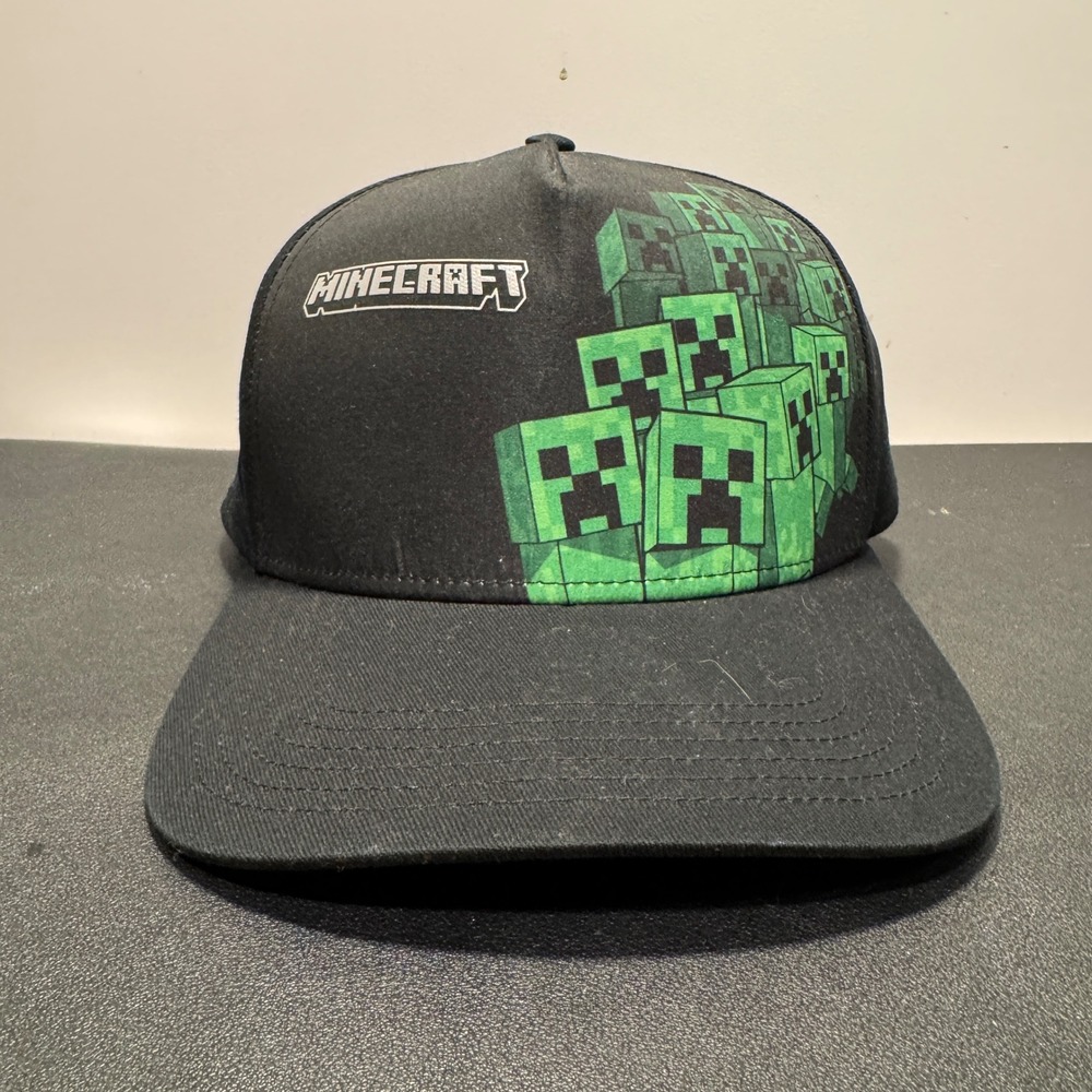 Minecraft Hat Cap OSFM Black Cotton Creeper Graphic Snapback Gamer Streetwear